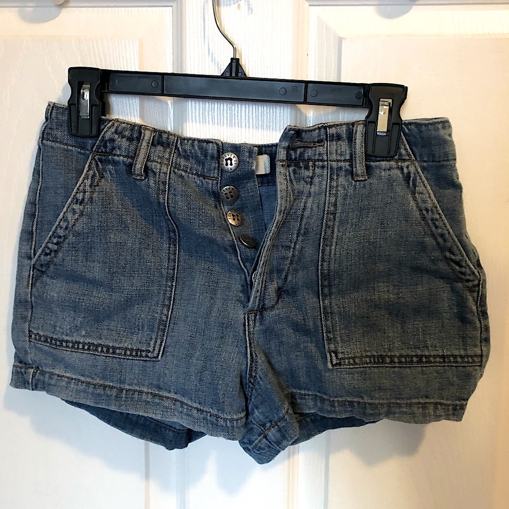 Light blue high waist denim shorts